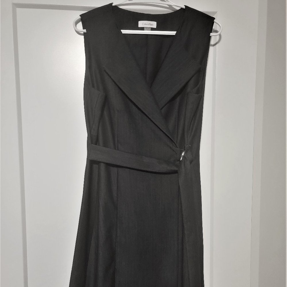 Calvin Klein Faux Wrap Dress Grey